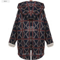 Plus Size Winter Overcoat Langarm Loose Red Check Quilted Pullover mit Wildleder Hoodies